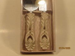 Wedding or Party Antique Ivory Country Chic Cake Knife and Server Set.