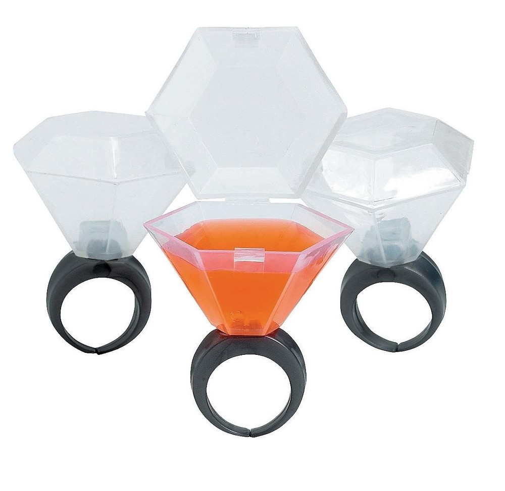Ring Shaped Fillable Wearable Shot Cups Opening Lids Bachelorette Wedding Party