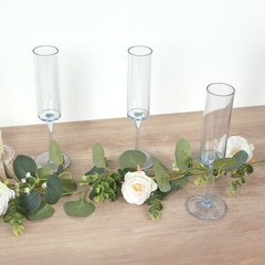 6 Cylindrical 6 oz Reusable Plastic Champagne Flute Glasses Party Events