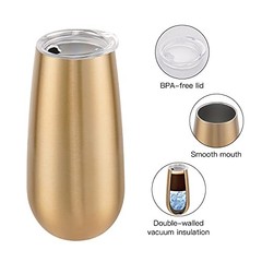 Pack Insulated Champagne Tumblers, Stemless Champagne Tumbler 6 Oz, 8 Gold
