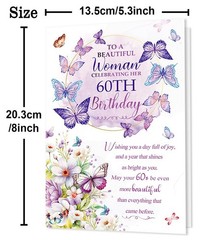 Beixian 60th Birthday Card, 60th Birthday Decorations for Women, Happy 60 Yea…