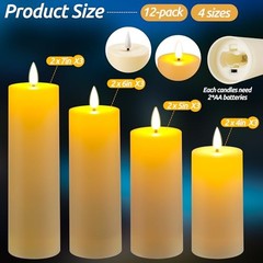 12 Pack Outdoor Waterproof LED Flameless Simulated wick#12 Simulated wick#12