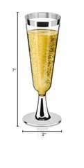 24 Plastic Champagne Flute, 5 Oz -BPA Free- Disposable Wine Glass, 24 Pack