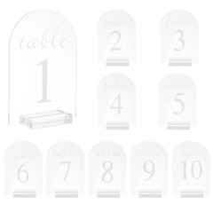 10pcs Clear Arch Sign with Stand, 5″x7″ Table Number Holders(Numbers 1-10)