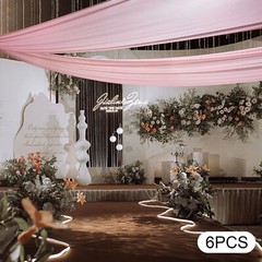 Deep Rose Chiffon Ceiling Drapes 6 Panels 15ft × 5ft Rod Pocket Wedding Decor