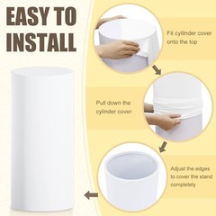 White Cylinder Stand Cover Spandex Cylinder Pedestal Cover Set of 3 Pure White