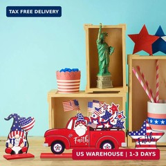 6 Pieces Patriotic Table Decor Memorial Day Table Decorations Wooden Gnome Freed
