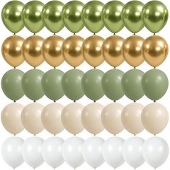 Sage Green Gold Balloons, 12 Inch 60 Pcs Metallic 12 Inch, White