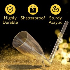 IMPRESA 10 Pack Champagne Shooter Plastic Glass 9 inches by 6 inches, Clear