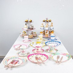 24 Assorted Floral Paper Cups Saucers Set Party Events Tableware Decorations