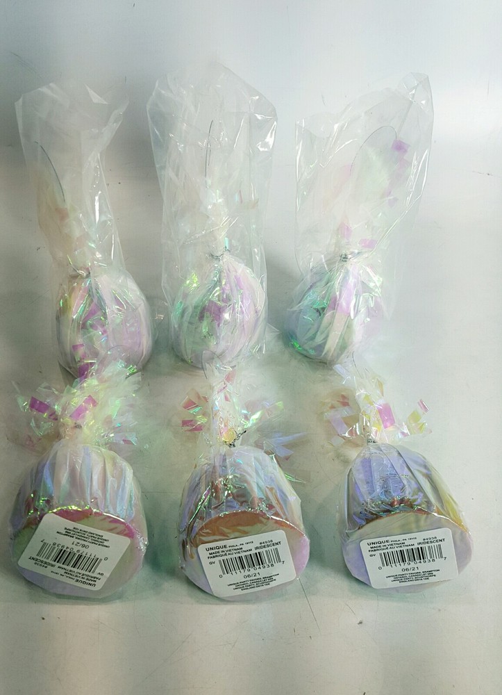 Foil Balloon Weight Iridescent Multicolor White Pink Blue Lot of 6