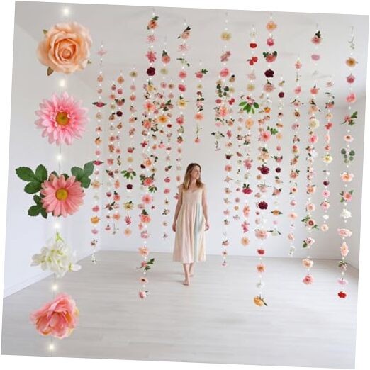 Suncalla 6 Pack 35.4ft Fake Flower Garland Backdrop with LED Multi Color Lovely