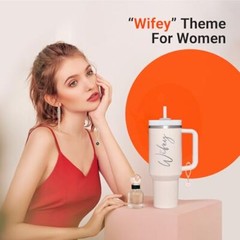 Wifey Hubby 40 oz Tumbler Cup for Couples with Handle Lids Straws Letter Charm