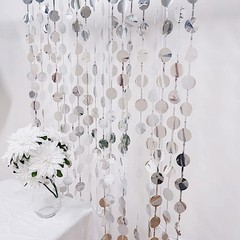 Metallic Silver Round 3×6.5 feet Foil Tassels Fringe Backdrop 6 feet,