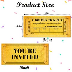 Golden Birthday Invitations, Birthday Tickets Invitation For Boys Kids Girls,…