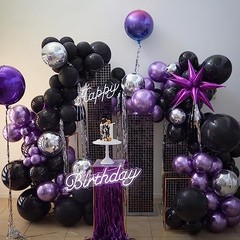 Purple and Black Balloons, 12 Inch Metallic Party Balloons Purple Black