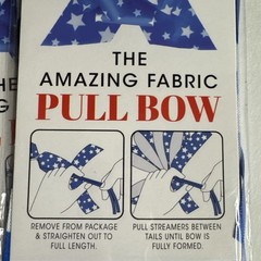 Patriotic USA 4th July Party Decor Fabric Pull Bow 6” BLUE WHITE STARS LOT of 4