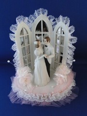 New Wilton Pink «Bridal Waltz» Wedding CakeTop, white ct/black suit, # 117-323