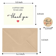 Thank You Cards with Envelopes, 25 Pack 350GSM Thick Blank Personalized Notes…