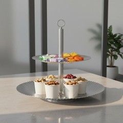 2 Tier Fruit Tray Modern Design Home Storage Space Saving for Dining Table