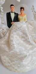 Vintage 1950s Bride & Groom Wedding Cake Topper w/Original Box Custom Built