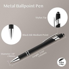 LINFANC 12 Pack Ballpoint Pen with Stylus Tip, 1.0 mm Black Ink Smooth Writin…