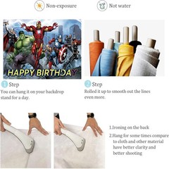 Avengers Birthday Banner, Party Decorations Background for Children – Happy B…