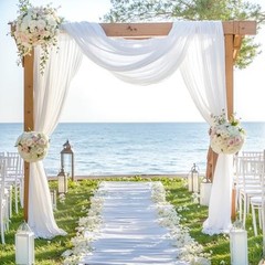 Wedding Arch Draping 28″ width x 19Ft length（1 Panel） White Drapes Curtain
