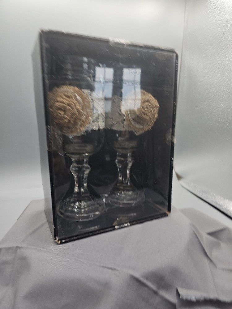 Country Rustic Wedding His & Hers Wine Toasting Goblets, Mason Jar Lace