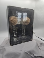 Country Rustic Wedding His & Hers Wine Toasting Goblets, Mason Jar Lace