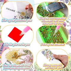 Saillong 12 Pack Thank You Diamond Painting Greeting Card Kit DIY Thanks Flow…