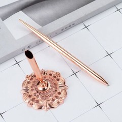 Metal Ballpoint Pen Attached Base Stand Desk Office Counter Wedding Guest Sign