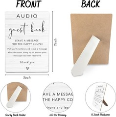 Audio Guest Book Sign – Audio Phone Guestbook Wooden 5x7inches Audio White