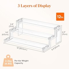 Cupcake Stand, Perfume Cologne Organizer, Tool-Free 12″3-Tier,1 pc Clear
