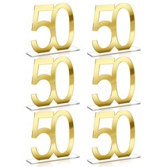 Threehoney 6 Pcs Mirror Gold 50th Birthday Decorations for Men and Women