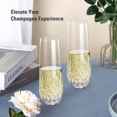 SHOSHIN Stemless Champagne Flutes, Hand Made, Set of 4, Toasting champagne gl…