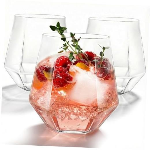 40 Pack Plastic Stemless Wine cocktail Whiskey Champagne Clear-40 Pack
