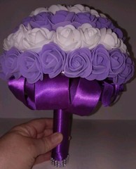 A Lot (2) Of Bridesmaids Bouquet Purple & White 10″