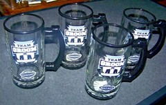 4 pc Team Groom handled clear glass tankard set Best Man Groomsman mugs