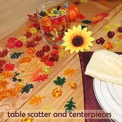 HADDIY Vase Filler – 165 Pcs Acrylic Pumpkin Leaves Acorn Gems Sensory Bin Fall