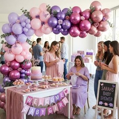 Pink and Purple Balloons, 60 PCS 12 Inch Metallic Purple and Pink Purple Pink