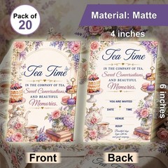 Elegant Vintage Floral Tea Party Invitation Card Template 20 Pieces 4×6