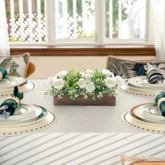 Dahey Centerpiece Table Decorations for Dining Room 14.1″ x 4.7″ x 3.1, White