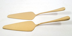 Gold Cake Server 2 PCS Set Stainless Steel Serrated Pie Cutter Server NEW