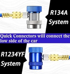 R1234YF & R134A AC Oil Dye Injector Kit with 2 Snaps Quick R134a+R1234yf