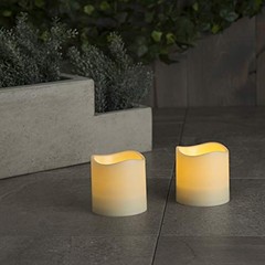 Outdoor Flameless Candles Waterproof, 2 Pack, 3×3 Ivory 3″ by 3″ – Set of 2