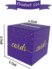 Purple Card Box, Wedding Party Card Storage Box, Used for Birthday, Baby or Brid