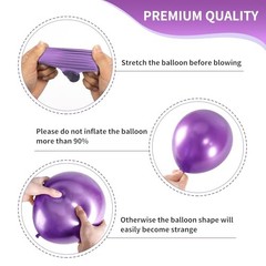 65 Pcs 12 Inches Lavender Balloons Metallic and Confetti Balloons for Purple