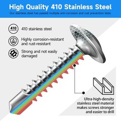 400Pcs #10 x 3/4″ Self Tapping Screws for Metal, 410 Stainless Steel, Self Dr…