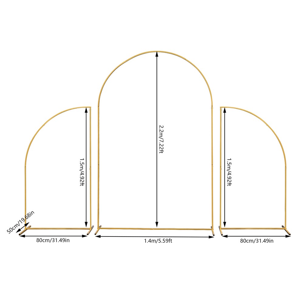 Metal Arch Backdrop Stand Gold Wedding Arch Stand Set of 3 for Party Decor